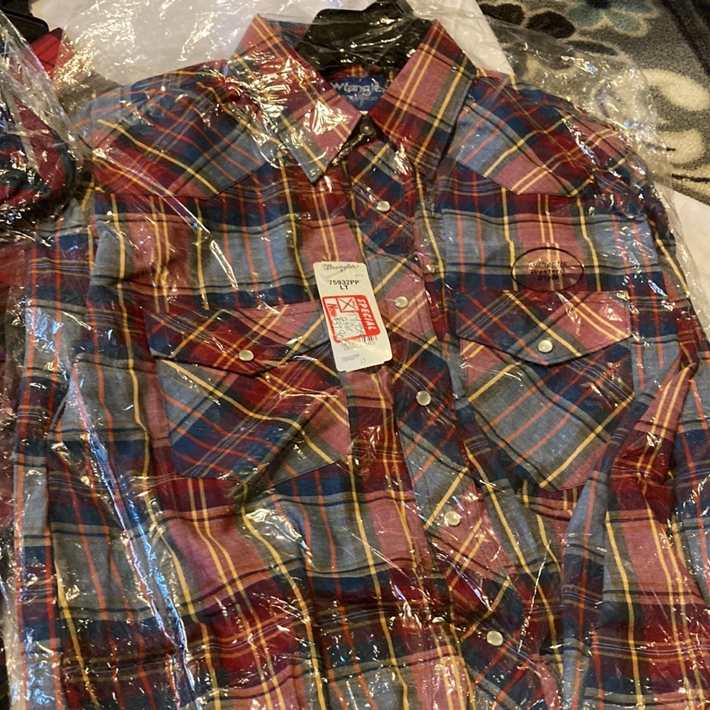 NWT 3 wrangler Pearl snap western shirts size from L 16-34 to L tall - Picture 12 of 12